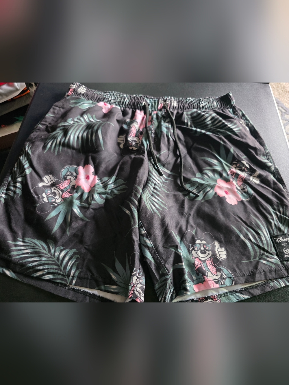 Gently Used Mens size Medium neff Mickey swim shorts